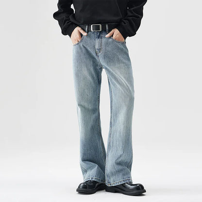 mens retro fashion high street loose casual denim micro flared pants jeans men streetwear plus size jeans trousers 28 40 denim street jeans