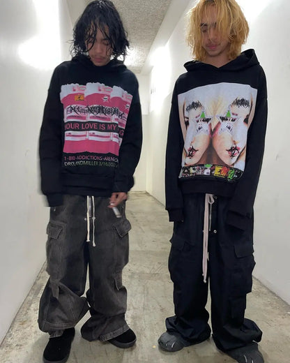 Harajuku Vintage Hoodie Oversized Goth Streetwear Tops Grunge Hoodies Women Couples 2024 Sweatshirt Gothic Y2k Clothes Street King Limited