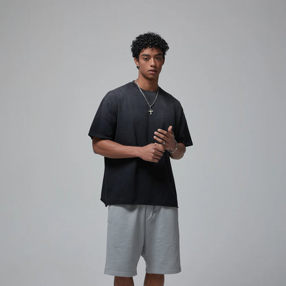 2024 Spring Summer New in Tops Tees Trendy Spray Dye Cut Damaged Washed Y2k Clothes Men's Short Sleeved T-shirt Oversized Street King Limited