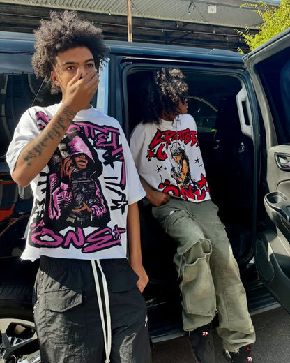 Harajuku High Street Print Graphic T shirts Oversized Cotton Streetwear New Men All Cotton Short Sleeved Gothic Y2k Tops Street King Limited