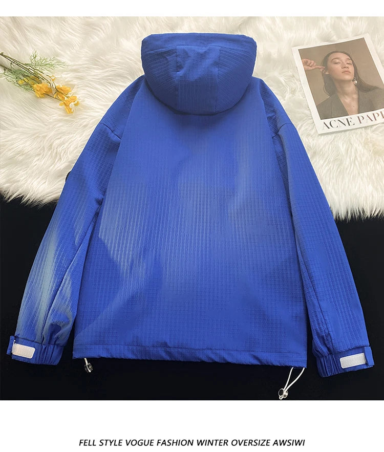 korean style punch jacket men autumn new epaulet design hooded jackets waterproof windproof loose unisex coats unique default style 5081