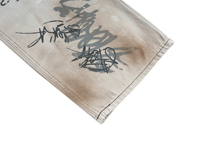 hand painted graffiti washed baggy jeans for men and women y2k streetwear pantalones hombre casual denim trousers oversized 1 unique jeans style 894
