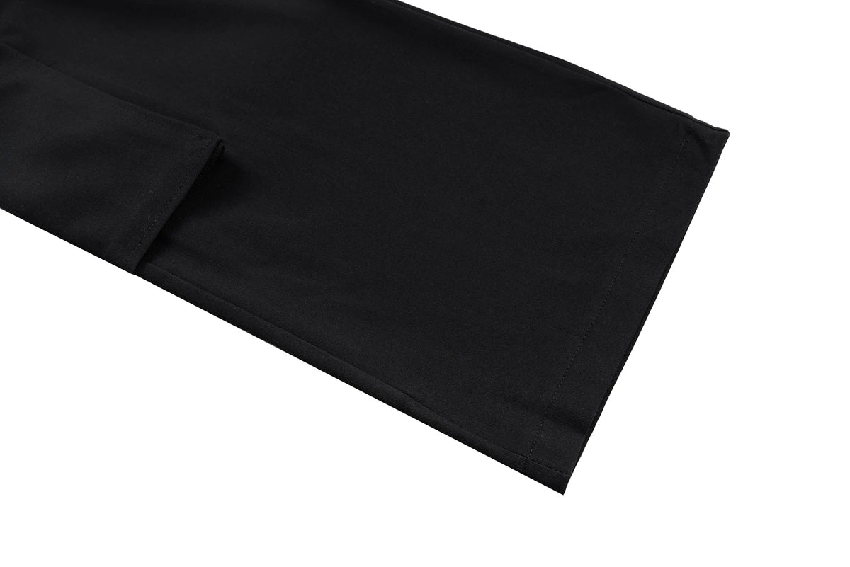 ribbons multi pockets straight black cargo drape pants for men y2k streetwear casual baggy overalls oversized casual trousers unique cargo style 3621