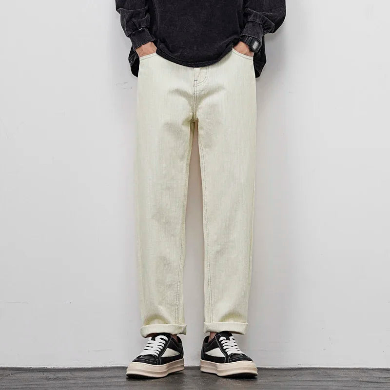 men classic fashion vintage loose casual plus size 28 42 ankle length white soft denim jeans pant cityboy harem jeans trousers urban skinny jeans