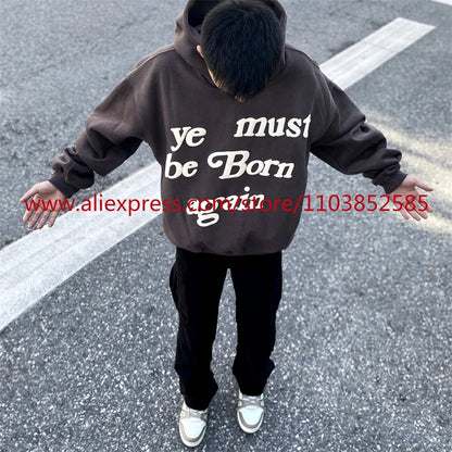 Autumn Winter New 2024 Vintage American Long sleeved Hoodie Men's Heavyweight Letter Embroidered Print High Street Tops Oversize Street King Limited