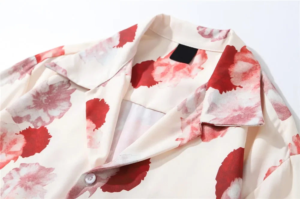 Dark Icon Floral Hawaiian Shirt Men Tur-down Collar Men's Polo Shirt Black White Street King Limited