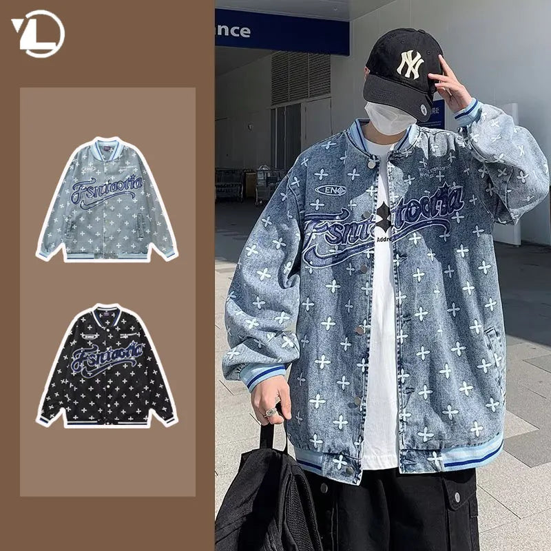 2024 japanese college mens jackets letter print harajuku fashion couple coats high street unisex baseball uniform trend y2k clean everyday pants