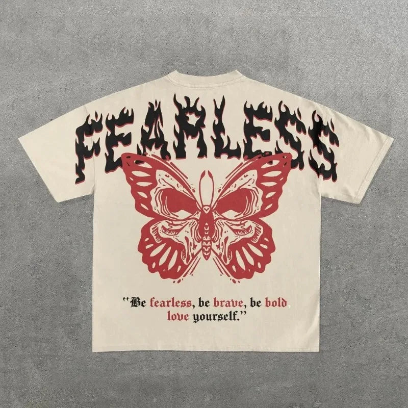 European and American fashion trend cartoon print oversized T-shirt men's Y2K street Harajuku loose short-sleeved T-shirt Street King Limited