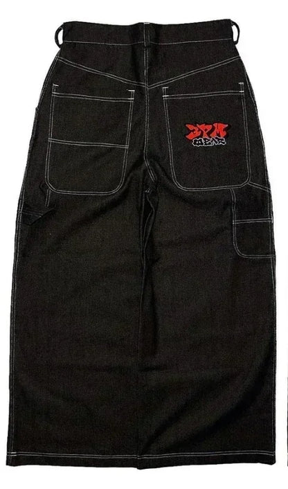 true religion y2k gothic vintage hip hop street leisure denim pants fashion embroidered straight leg wide leg jeans men clothing unique jeans style 4017