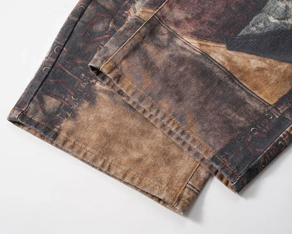 New Autumn Frayed Patchwork Baggy Jeans Pants for Men and Women Straight Ripped Casual Denim Trousers Oversized Loose Cargos Street King Limited