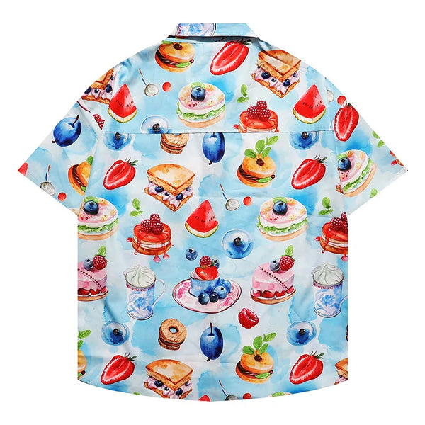 Men's Summer Shirts Various Small Cakes Print Cute Colourful Clothing Button Stylish Casual Tops Hawaiian Holiday Tops Unisex Street King Limited