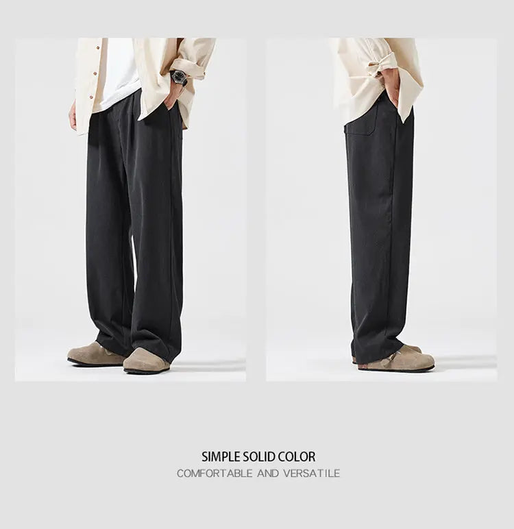 simple casual pants mens spring autumn loose fashion straight wide leg plus size pants cityboy streetwear trousers unique default style 2139