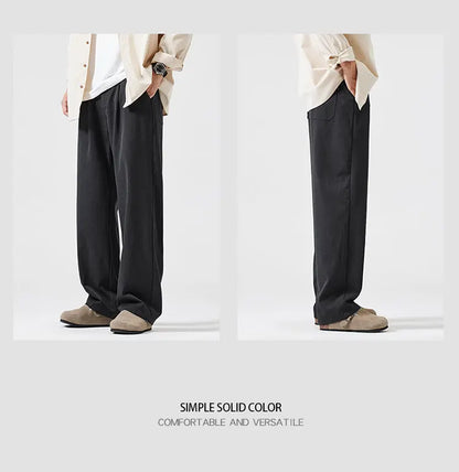 simple casual pants mens spring autumn loose fashion straight wide leg plus size pants cityboy streetwear trousers unique default style 2139