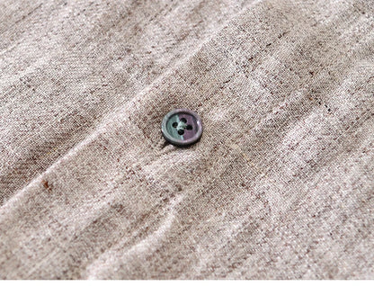 Vintage Linen Shirt Men Spring Autumn New Khaki Lapel Loose Long Sleeve Shirt Retro Casual Solid Breathable Cardigan Top Tees Street King Limited