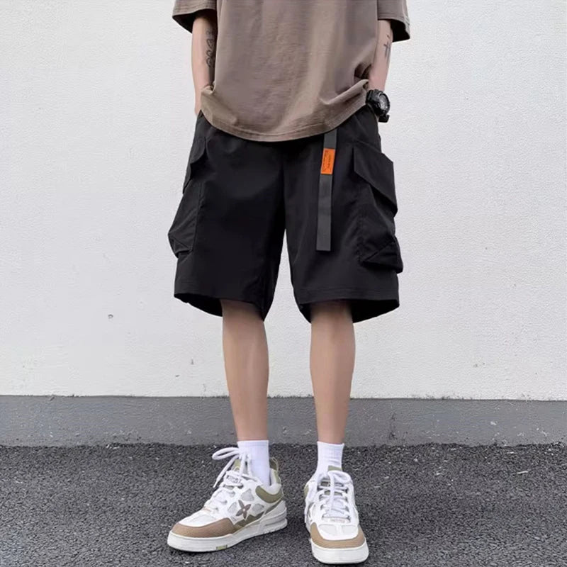 american functional cargo shorts for men 2024 summer multi pockets baggy gym short pants y2k streetwear bermuda shorts hombre unique cargo style 373