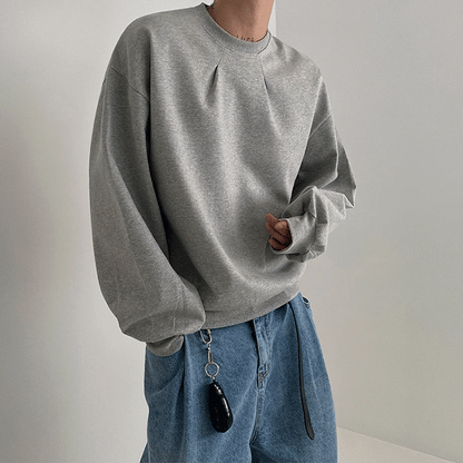 2024 Korean Fashion Crewneck Sweatshirts For Men Casual Design Pullover Y2K Hoodies Solid Color Streetwear Long Sleeve Tops Street King Limited