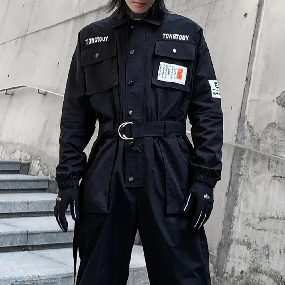 2023 autumn street short sleeve american jumpsuit mens jumpsuit suit motorcycle removable pants hip hop leg pants unique shorts style 4471