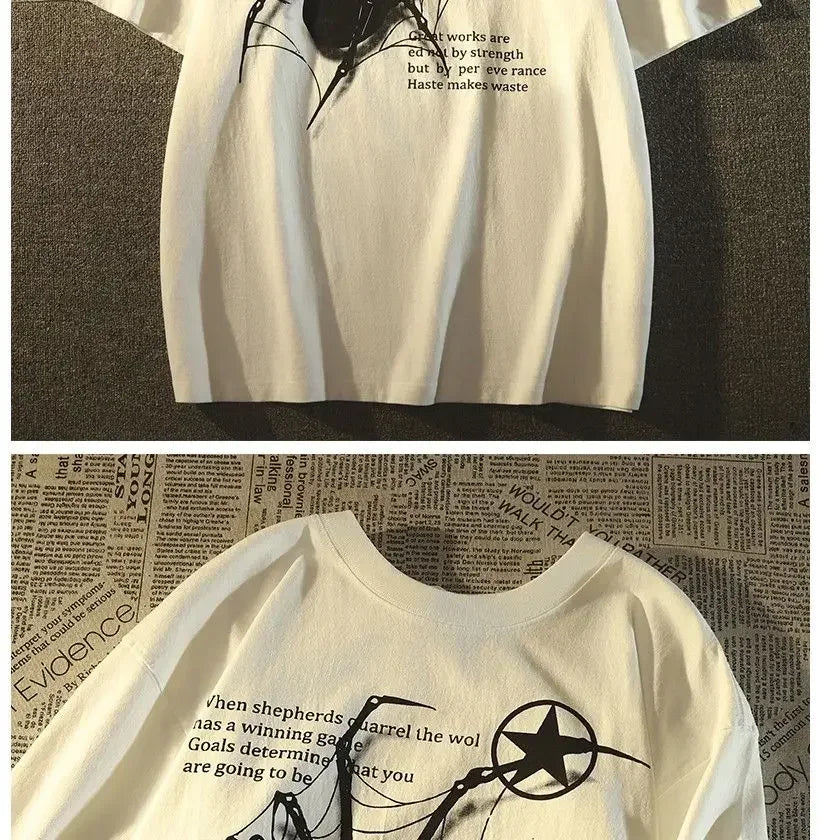 American Retro Street Spider Graphic T-Shirt - Loose Fitting College Style Couple Short-Sleeved Top for Men and Women Summer Street King Limited