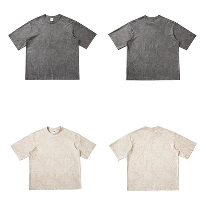 Merican Hip-hop Summer Thin Section Suede Cashew Flower Print Tshirts Tops Men and Women Loose Short-sleeved T-shirts Oversized Street King Limited