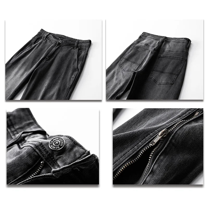 men streetwear hem zipper plus size distressed retro fashion loose casual denim pants jeans cityboy jeans trousers 28 40 unique jeans style 2606