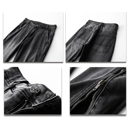 men streetwear hem zipper plus size distressed retro fashion loose casual denim pants jeans cityboy jeans trousers 28 40 unique jeans style 2606
