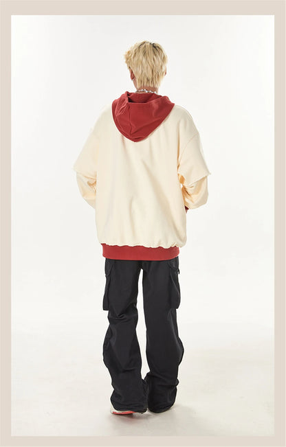 2023 Autumn Color Patchwork Hoodie Men Hip Hop Streetwear Letter Embroidered Sweatshirt Y2K Unisex Harajuku Couple's Pullover Street King Limited