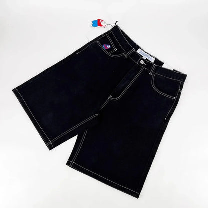 wexwear embroidery skate cargo jeans denim shorts baggy retro y2k harajuku gym basketball shorts streetwear men clothing unique cargo style 3812