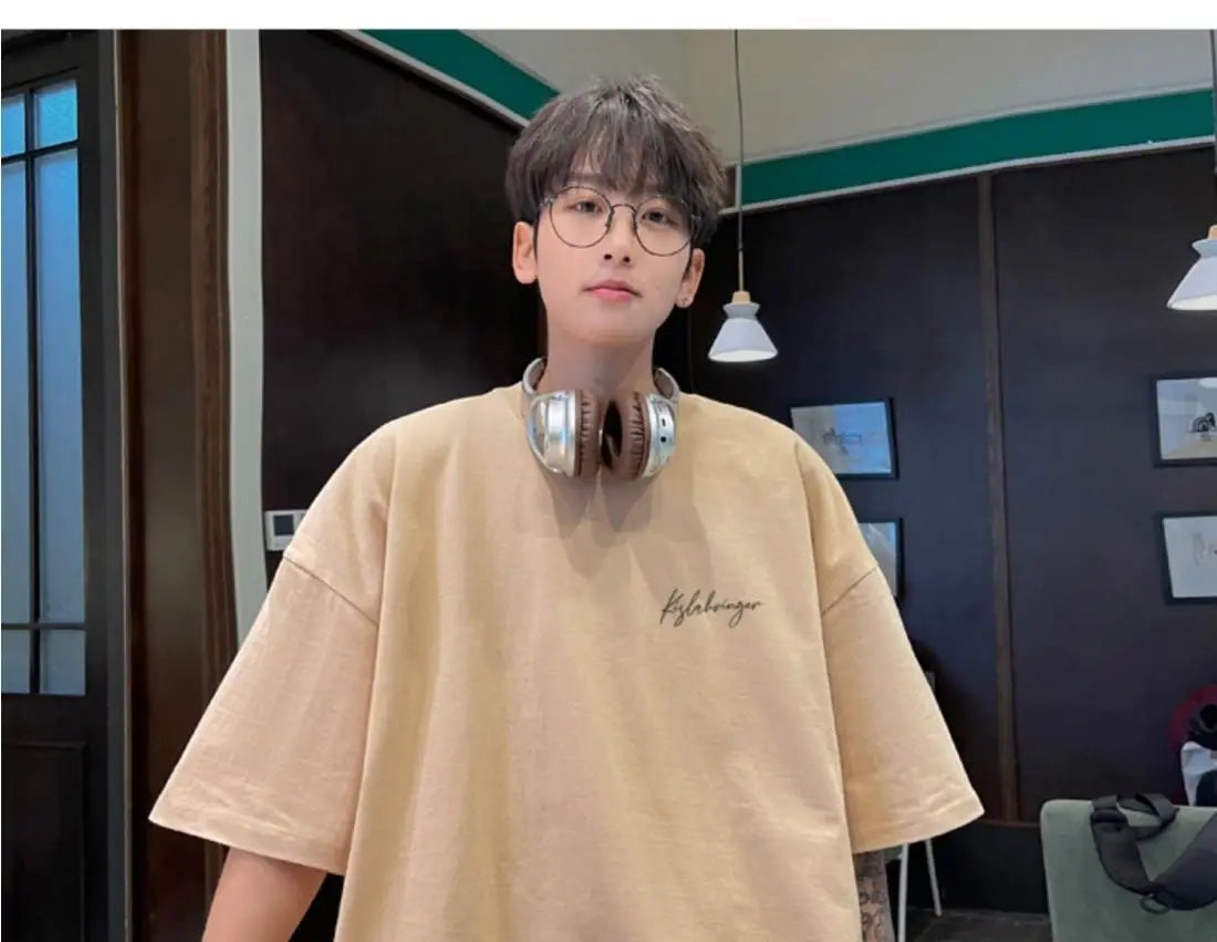Loose American retro dark green t-shirt men's trendy summer short-sleeved European and American high street half-sleeved tops Street King Limited