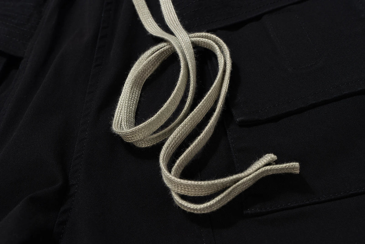 ro style double pockets drawstring wide leg cargo pants for men and women straight black baggy trousers oversized 1 unique cargo style 2103