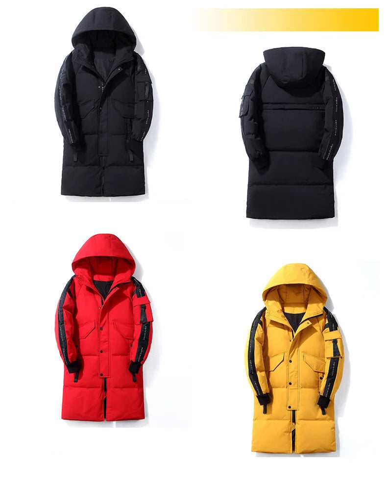 2023 New Winter Men Parka Big Pockets Casual Jacket Hooded Solid Color 2 colors Thicken And Warm hooded Outwear Coat Size 3XL Street King Limited