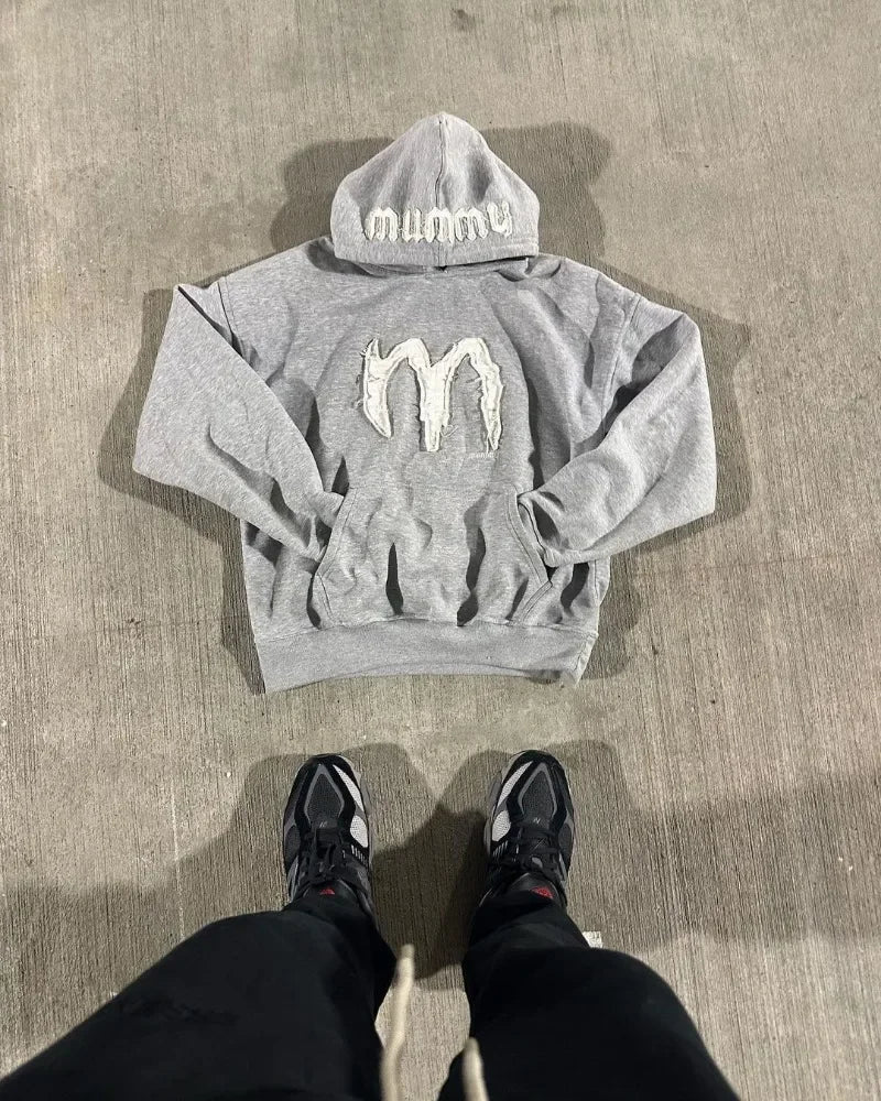 Y2k American High Street Fashion Brand Letter Embroidery Oversized Pullover Hoodie Women Fashionable Casual Loose Sweatshirt Men Street King Limited