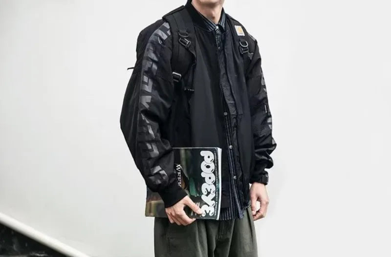 japanese trendy charge jacket mens american pilot windproof tooling coats thin loose letter printed unisex baseball jersey unique default style 2274