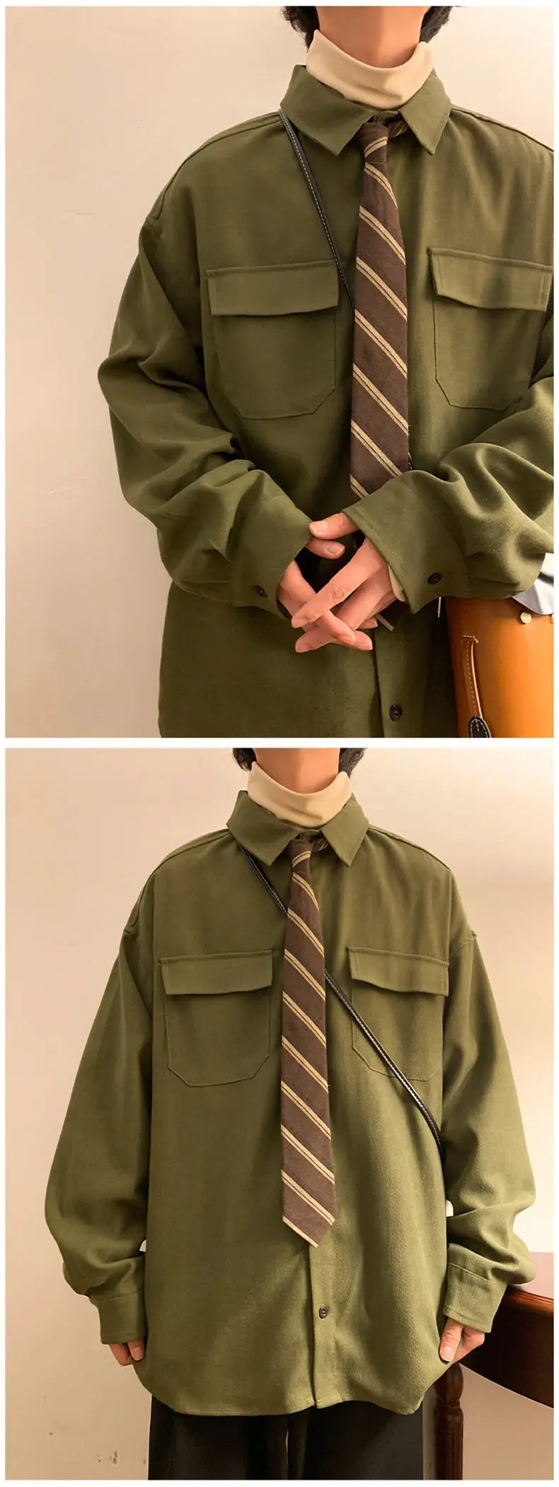 Spring Long Sleeved Shirt Men Fashion Retro Pocket Shirt Men Japanese Streetwear Loose Casual Shirt Mens Vintage Shirts M-3XL Street King Limited