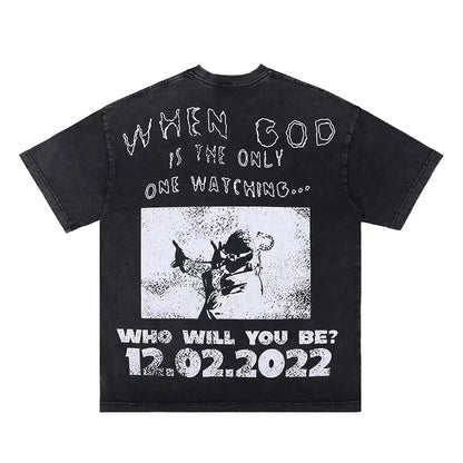 Hip-hop rap album featuring heroes and villains printed with short-sleeved shirts Street King Limited