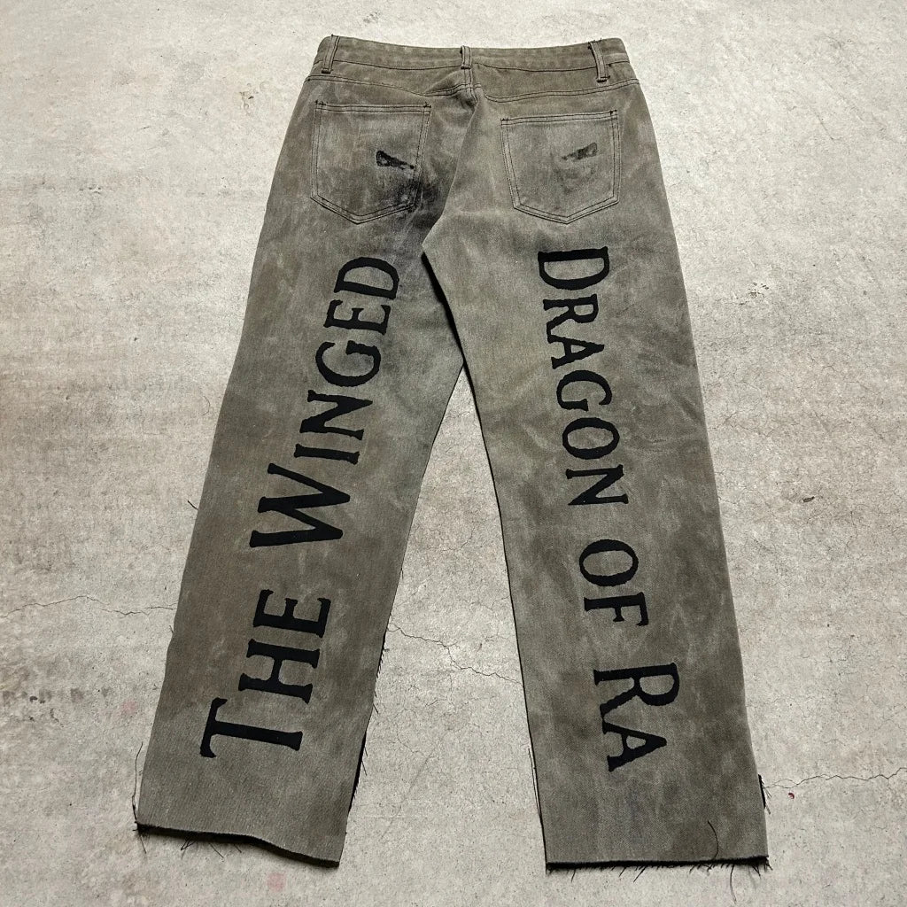 harajuku slifer the sky dragon print y2k men s jeans popular anime baggy jeans wide leg pants streetwear trouser men clothing unique jeans style 4372