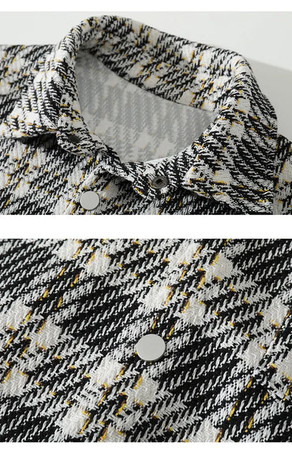 checked pattern cargo jacket coat korean style trendy breasted blouses 2024 spring male long sleeved jackets unique cargo style 5626