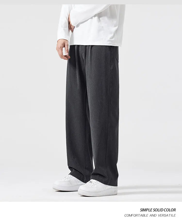 mens trend streetwear fashion loose casual plus size straight wide leg suit pant office man commute work pants trousers unique default style 2084