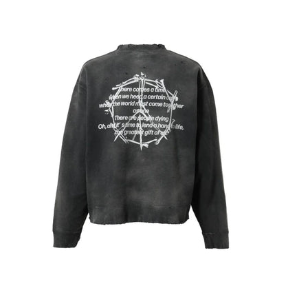 Vintage FW24 Devil print pattern High-Street Cotton Quality round neck pullover long sleeved sweatshirt Street King Limited
