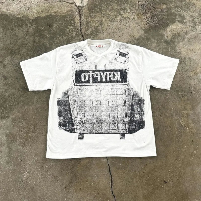 2024 Summer American Retro Personalized Anime Print Oversized Short-sleeved Men Y2k Harajuku Fashion Casual Loose T-shirt Women Street King Limited
