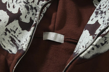 Cactus Jack Zipper Hoodie for Men Skull Print Pullover Hoodies Halloween Hip-hop Hooded Cardigan Zip Up Washed Y2k Clothes Man Street King Limited