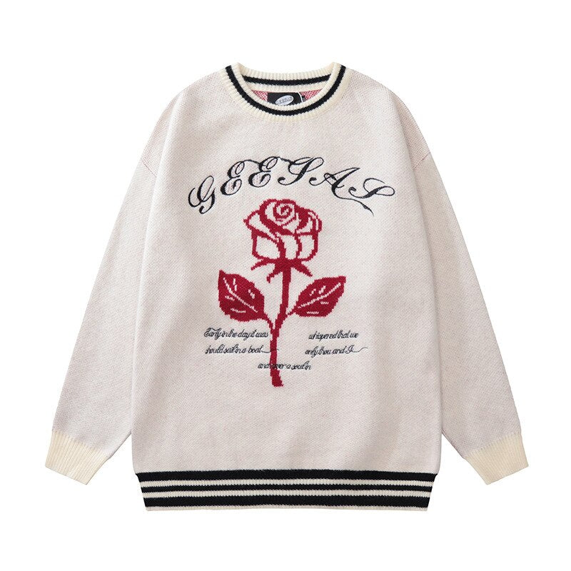 "Big Rose" Unisex Men Women Streetwear Graphic Sweater Daulet Apparel