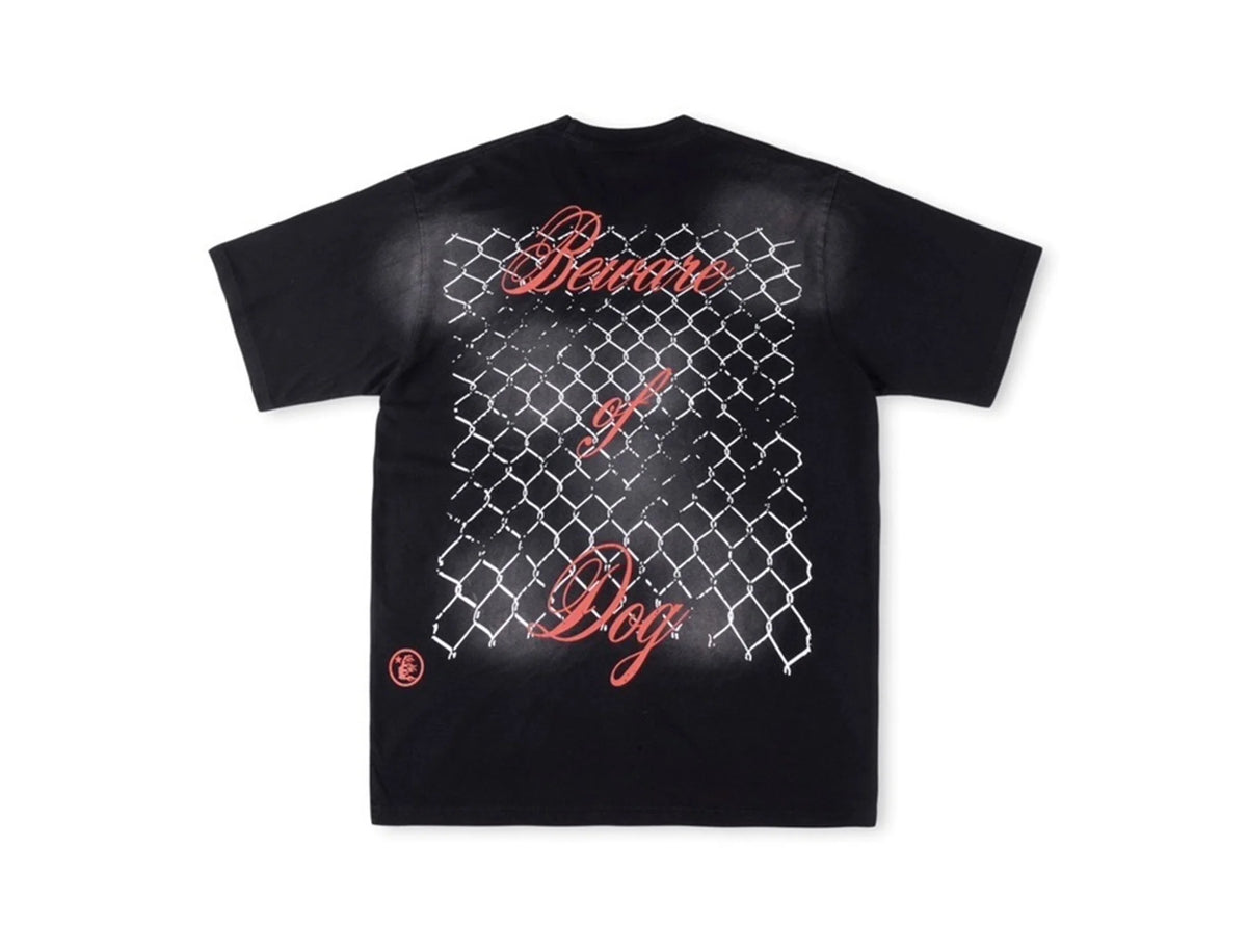 24SS HS Brand Fashion Beware Of Dog Tee High-Street Retro Washed Print Cotton Short Sleeve Tops T-Shirt Street King Limited