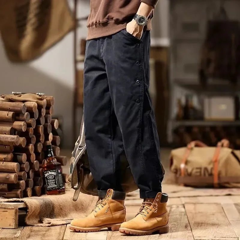 new breasted cargo tracksuit pants for men autumn y2k vintage harem tactical sweatpants casual outdoor baggy joggers trousers streetwear sweatpants