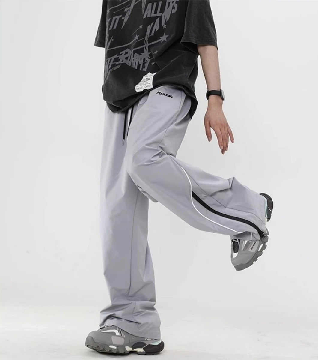 Spring autumn Korean windbreak loose sports pants men fashion street Y2K couple personality retro wide leg straight leg pants Street King Limited