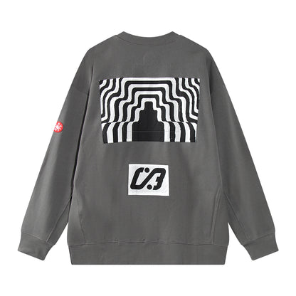 2024 CE Brand Fashion Fiction Comic Face Print Sticker Wax Gray High-Street Cotton Round Neck Sweater Sweatshirt Street King Limited