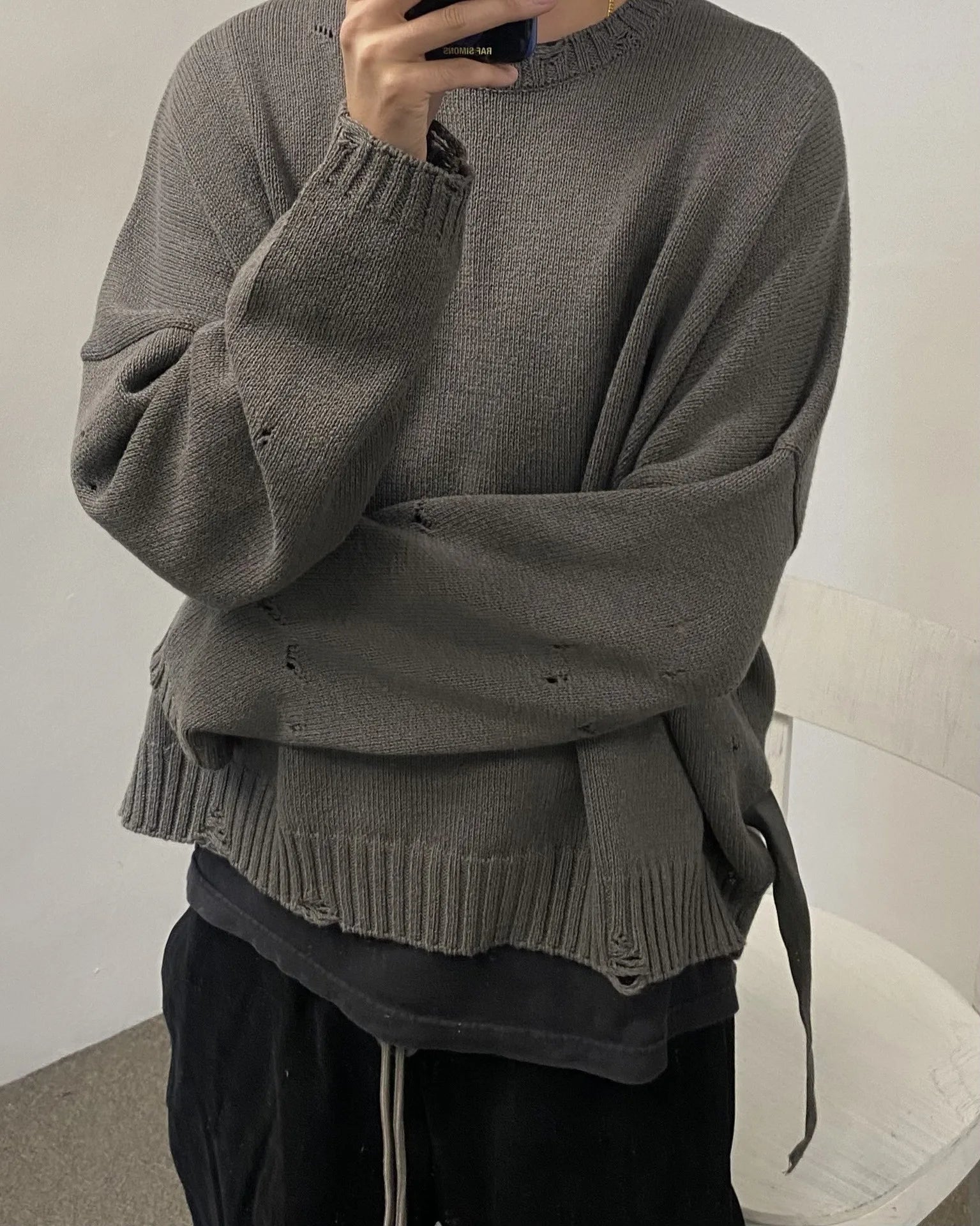 New 2023 Men Luxury Under my car Holes gentleman Classic Cotton Knit Casual Sweaters pullover Asian Size High Drake #49 Street King Limited