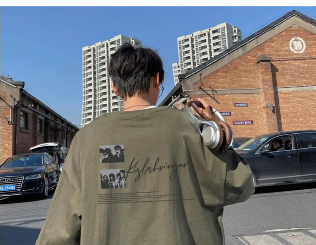 Loose American retro dark green t-shirt men's trendy summer short-sleeved European and American high street half-sleeved tops Street King Limited