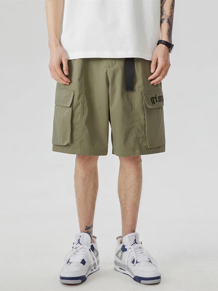 summer new american retro cargo shorts for men casual multi pocket baggy y2k shorts streetwear hip hop embroidery short cargo unique cargo style 305