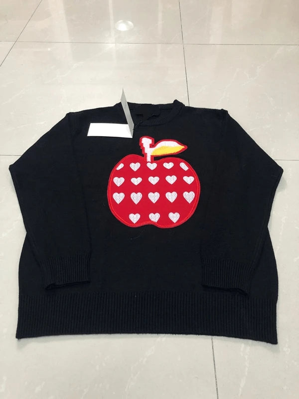 New 2022 Men Luxury Gentleman 3 Colors Embroidered Apple Knit Casual Sweaters Pullovers Asian Plug Size High Quality Drake #T9 Street King Limited