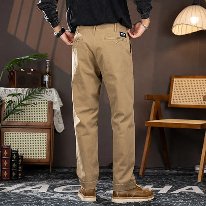 men american retro handsome loose casual business pure cotton pants japanese amikaji fashion straight cargo pant trouser combat utility trousers